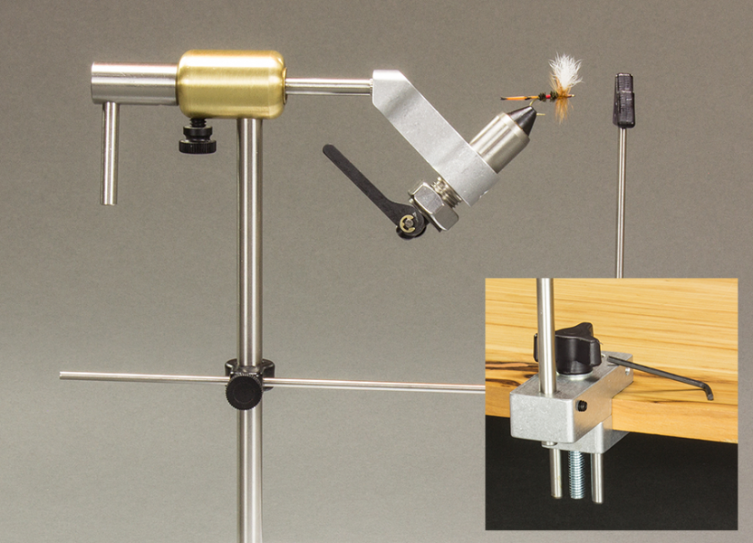 peak clamping mount on rotary fly tying vise